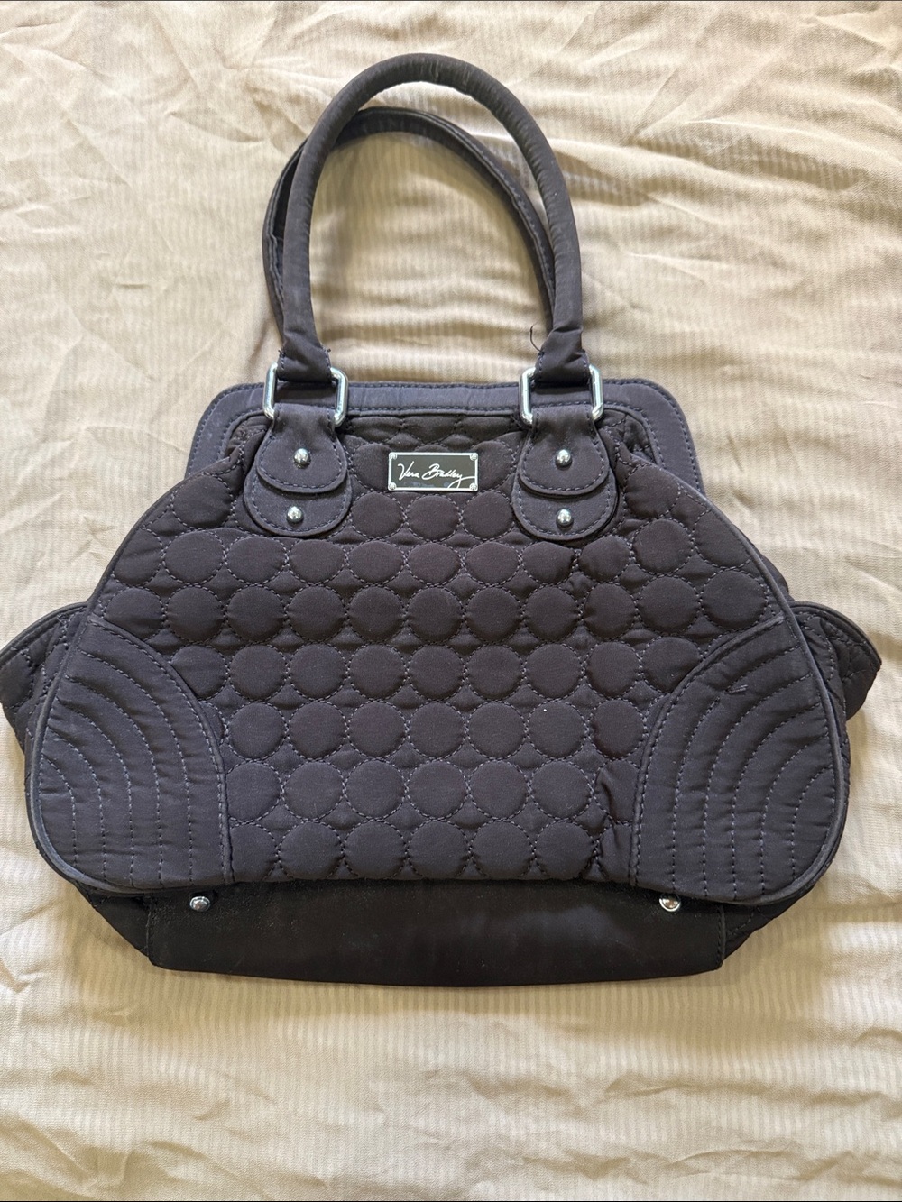 Vera Bradley Quilted Circle-Pattern Tote in Dark Brown